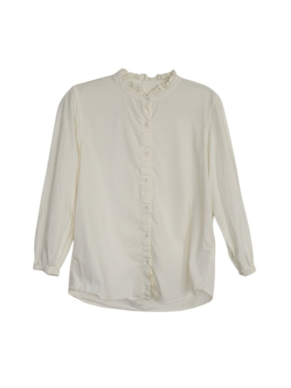 Orvis Button Front Blouse Top Shirt Ruffle White Womens S